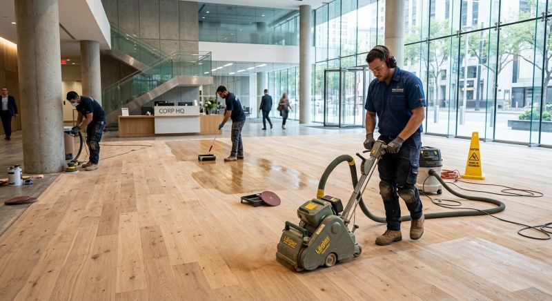 Our team working on Wood Floor Service projects in South Portland, ME