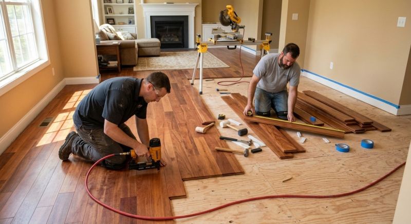 Cherry Floor Installation in North Yarmouth, ME
