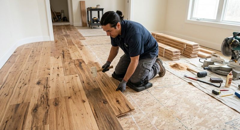 Hickory Floor Installation in South Portland, ME