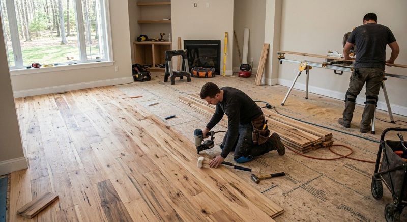 Hickory Floor Installation in South Portland, ME
