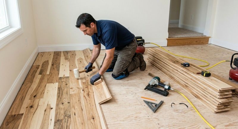 Hickory Floor Installation in South Portland, ME