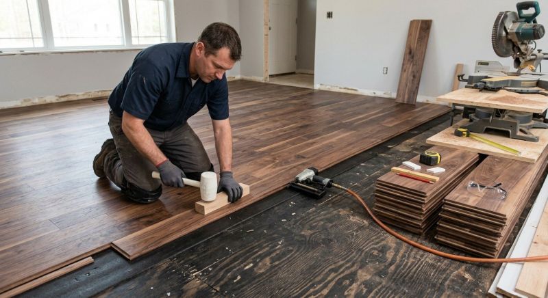 Walnut Flooring Installation in South Portland, ME